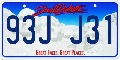 SD license plate 93JJ31
