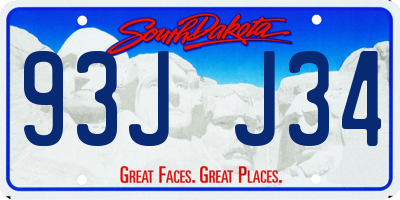 SD license plate 93JJ34