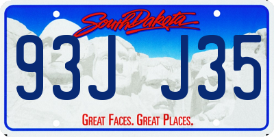 SD license plate 93JJ35