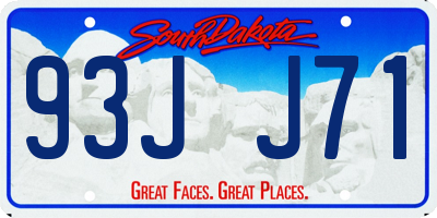 SD license plate 93JJ71