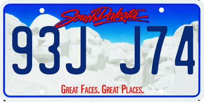 SD license plate 93JJ74