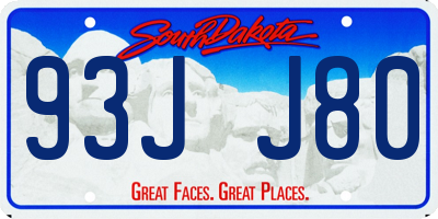 SD license plate 93JJ80