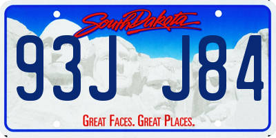 SD license plate 93JJ84