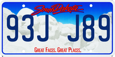 SD license plate 93JJ89