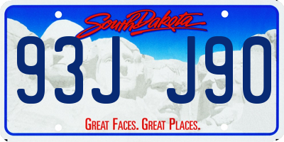 SD license plate 93JJ90