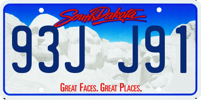 SD license plate 93JJ91