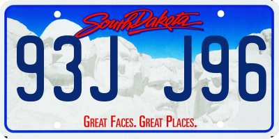 SD license plate 93JJ96