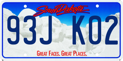 SD license plate 93JK02