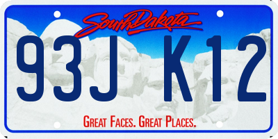 SD license plate 93JK12