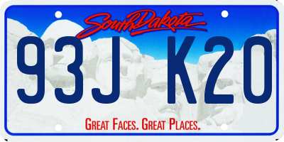 SD license plate 93JK20