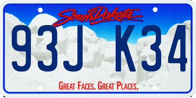 SD license plate 93JK34