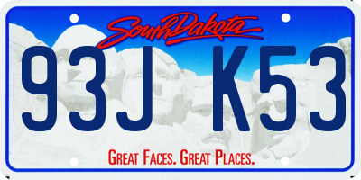 SD license plate 93JK53