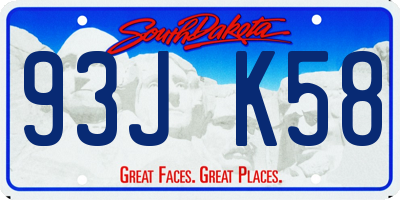 SD license plate 93JK58