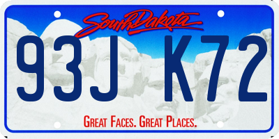 SD license plate 93JK72