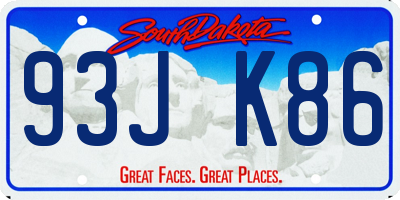 SD license plate 93JK86