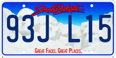 SD license plate 93JL15