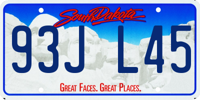 SD license plate 93JL45