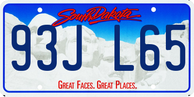 SD license plate 93JL65
