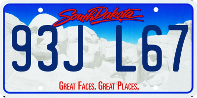 SD license plate 93JL67