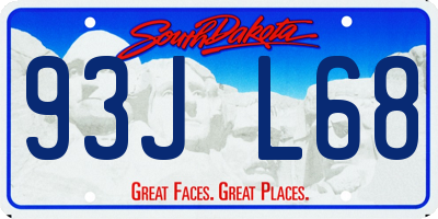 SD license plate 93JL68
