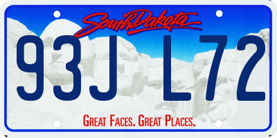SD license plate 93JL72