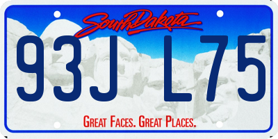 SD license plate 93JL75