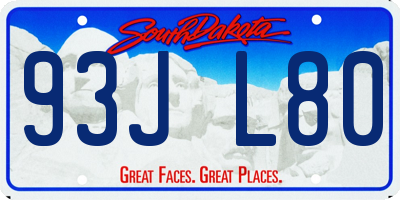 SD license plate 93JL80