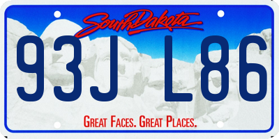 SD license plate 93JL86