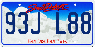 SD license plate 93JL88