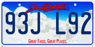 SD license plate 93JL92