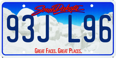 SD license plate 93JL96