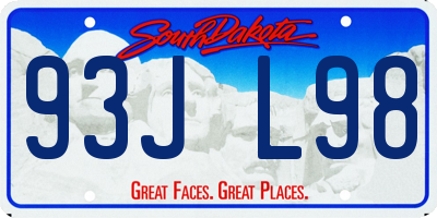 SD license plate 93JL98
