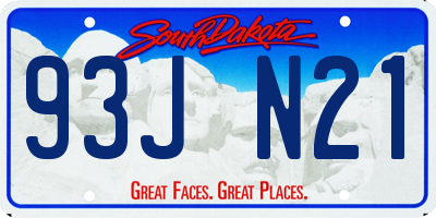 SD license plate 93JN21