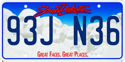 SD license plate 93JN36