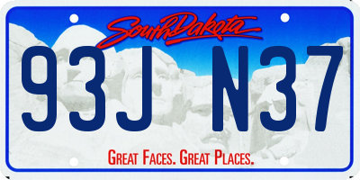 SD license plate 93JN37