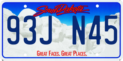 SD license plate 93JN45