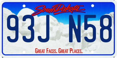 SD license plate 93JN58