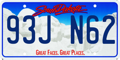 SD license plate 93JN62