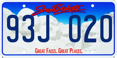 SD license plate 93JO20