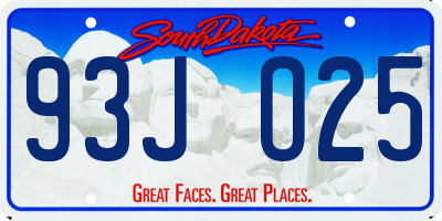SD license plate 93JO25