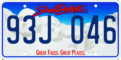 SD license plate 93JO46