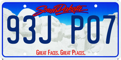 SD license plate 93JP07