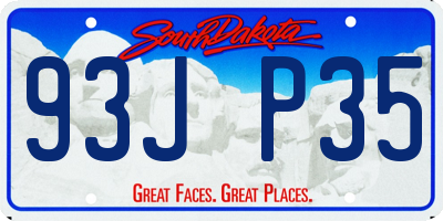 SD license plate 93JP35