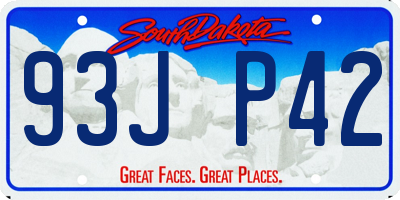 SD license plate 93JP42