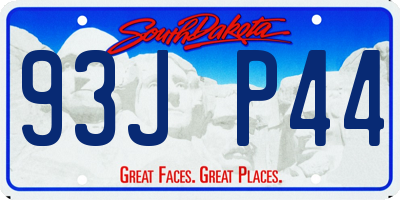 SD license plate 93JP44