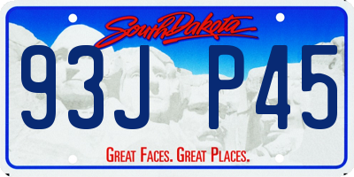SD license plate 93JP45