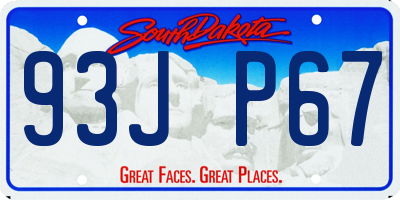 SD license plate 93JP67