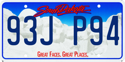 SD license plate 93JP94