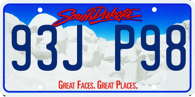 SD license plate 93JP98