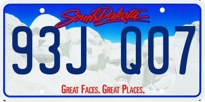 SD license plate 93JQ07